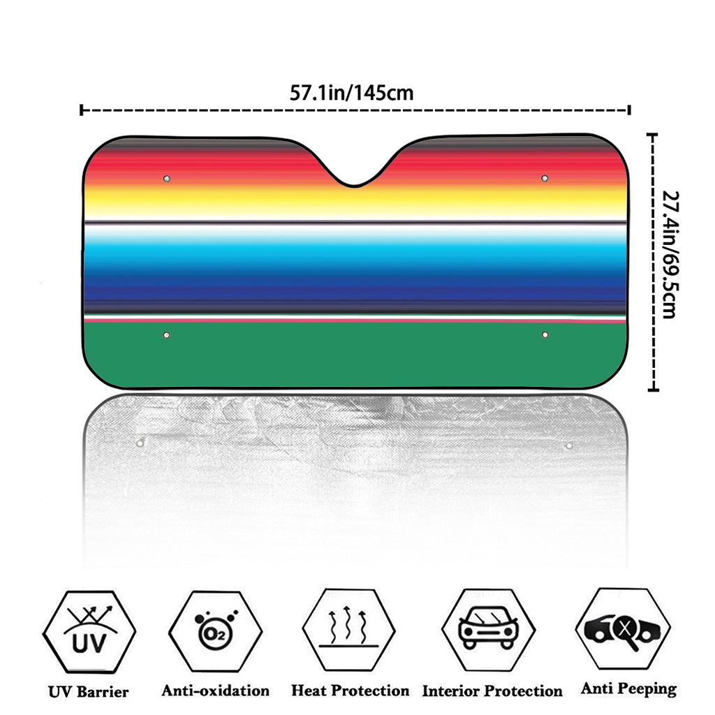Mexican Striped Blanket Pattern Print Car Windshield Sun Shade