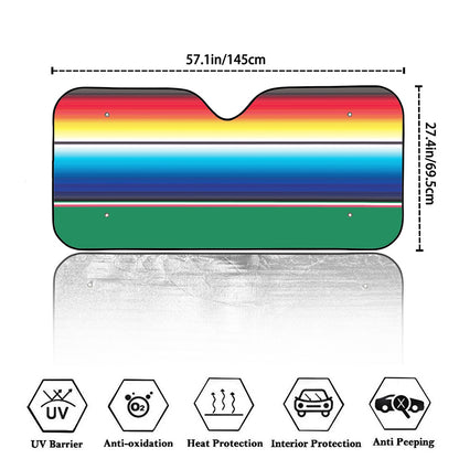 Mexican Striped Blanket Pattern Print Car Windshield Sun Shade