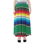 Mexican Striped Blanket Pattern Print Chiffon Maxi Skirt