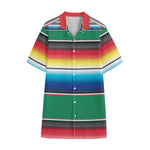 Mexican Striped Blanket Pattern Print Cotton Hawaiian Shirt