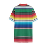 Mexican Striped Blanket Pattern Print Cotton Hawaiian Shirt