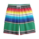 Mexican Striped Blanket Pattern Print Cotton Shorts