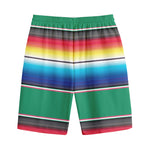 Mexican Striped Blanket Pattern Print Cotton Shorts