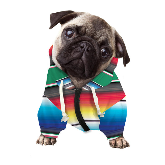 Mexican Striped Blanket Pattern Print Dog Zip Up Hoodie
