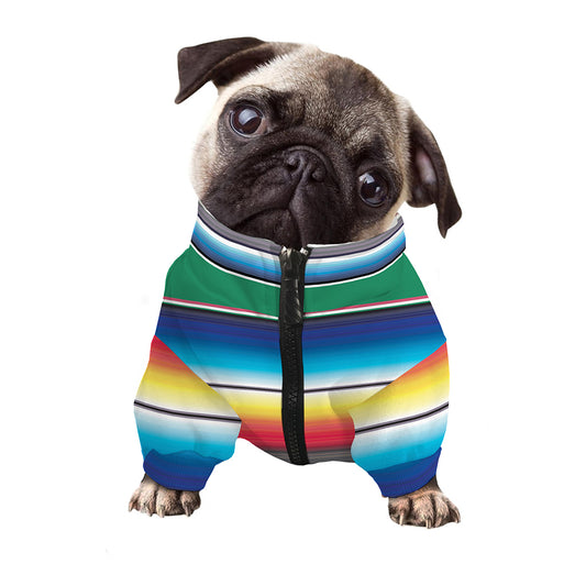 Mexican Striped Blanket Pattern Print Dog Zip Up Jacket