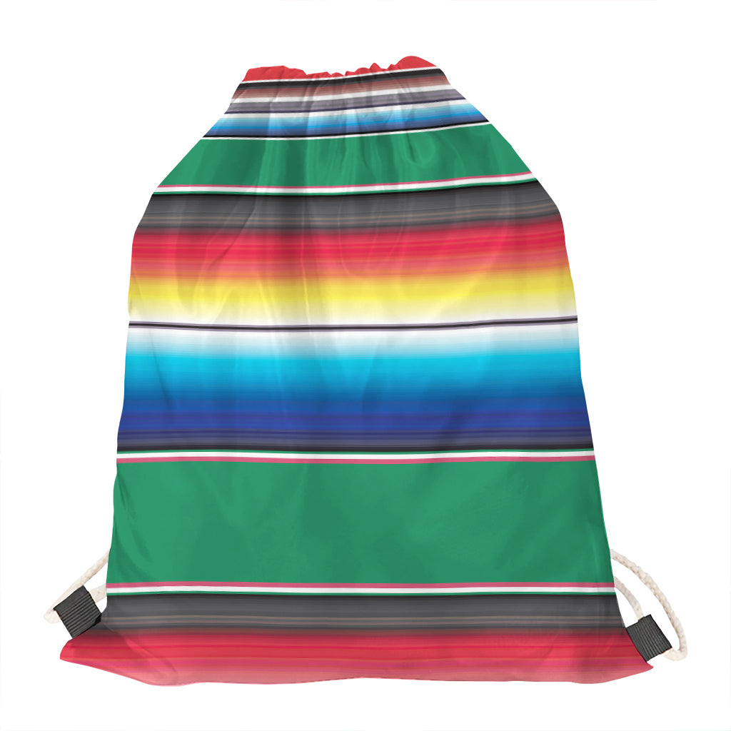 Mexican Striped Blanket Pattern Print Drawstring Bag