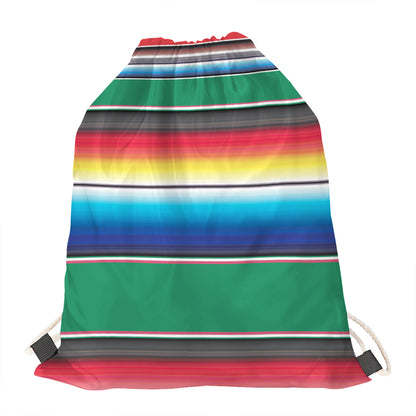 Mexican Striped Blanket Pattern Print Drawstring Bag