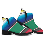 Mexican Striped Blanket Pattern Print Flat Ankle Boots