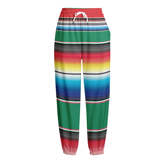 Mexican Striped Blanket Pattern Print Fleece Lined Knit Pants