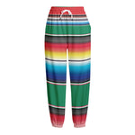 Mexican Striped Blanket Pattern Print Fleece Lined Knit Pants