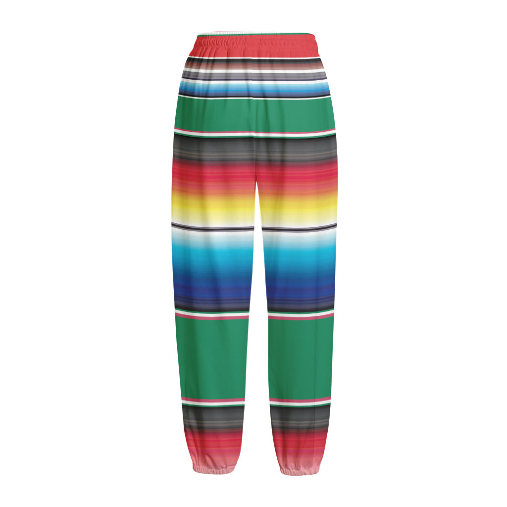 Mexican Striped Blanket Pattern Print Fleece Lined Knit Pants