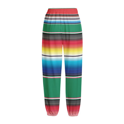 Mexican Striped Blanket Pattern Print Fleece Lined Knit Pants