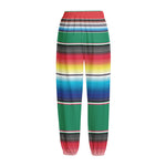 Mexican Striped Blanket Pattern Print Fleece Lined Knit Pants