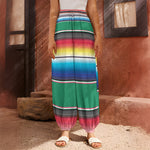 Mexican Striped Blanket Pattern Print Harem Pants