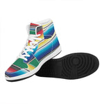 Mexican Striped Blanket Pattern Print High Top Leather Sneakers