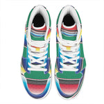 Mexican Striped Blanket Pattern Print High Top Leather Sneakers