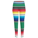 Mexican Striped Blanket Pattern Print High-Waisted Pocket Leggings