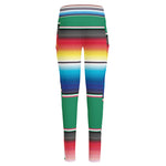Mexican Striped Blanket Pattern Print High-Waisted Pocket Leggings