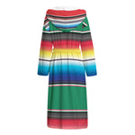 Mexican Striped Blanket Pattern Print Hooded Bathrobe