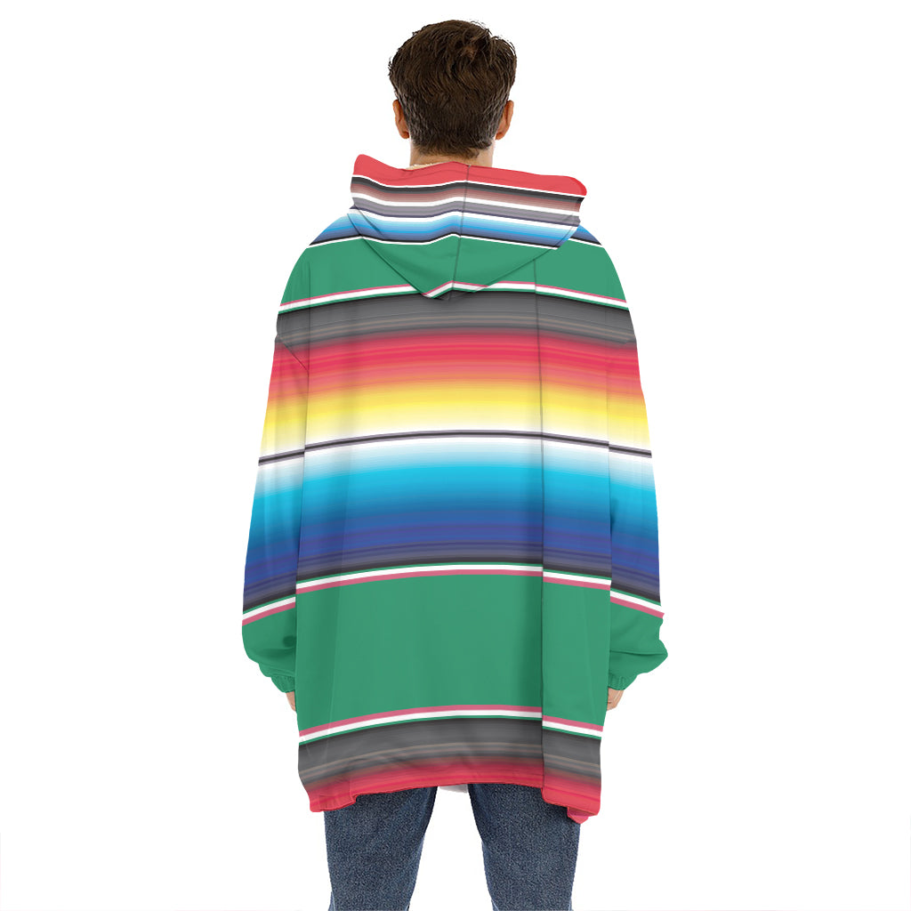 Mexican Striped Blanket Pattern Print Hoodie Blanket