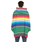 Mexican Striped Blanket Pattern Print Hoodie Blanket