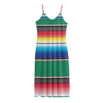 Mexican Striped Blanket Pattern Print Jersey Midi Cami Dress