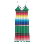 Mexican Striped Blanket Pattern Print Jersey Midi Cami Dress