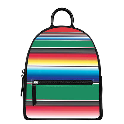 Mexican Striped Blanket Pattern Print Leather Backpack