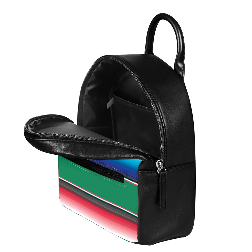 Mexican Striped Blanket Pattern Print Leather Backpack