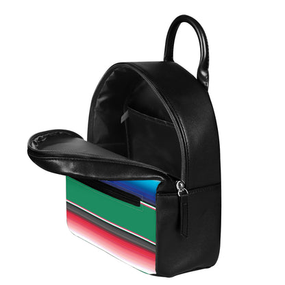 Mexican Striped Blanket Pattern Print Leather Backpack