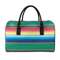 Mexican Striped Blanket Pattern Print Leather Duffel Bag