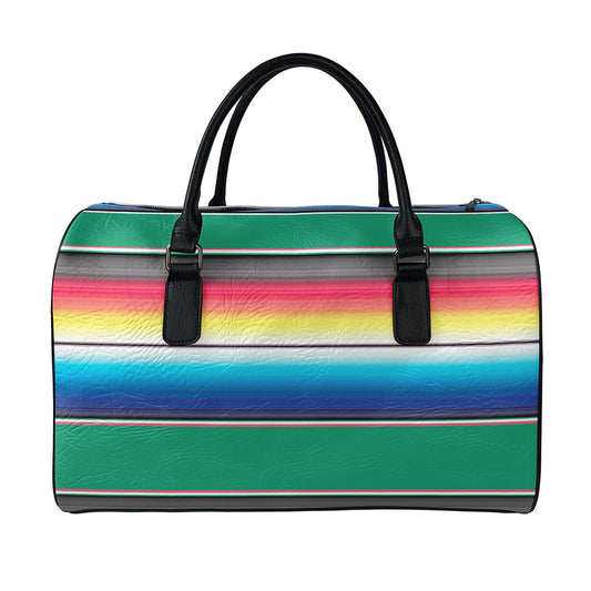 Mexican Striped Blanket Pattern Print Leather Duffle Bag