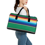 Mexican Striped Blanket Pattern Print Leather Duffle Bag