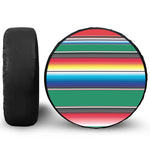 Mexican Striped Blanket Pattern Print Leather Spare Tire Cover