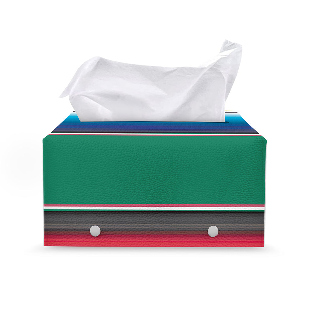Mexican Striped Blanket Pattern Print Leather Tissue Box Cover