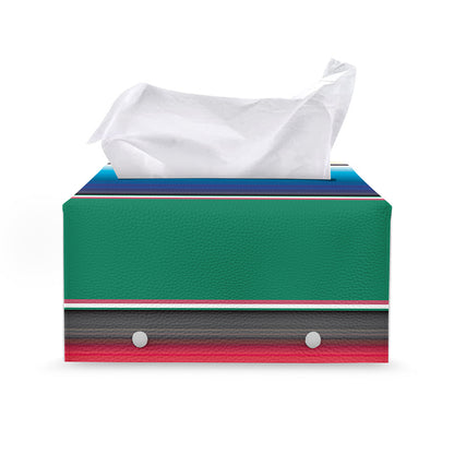 Mexican Striped Blanket Pattern Print Leather Tissue Box Cover
