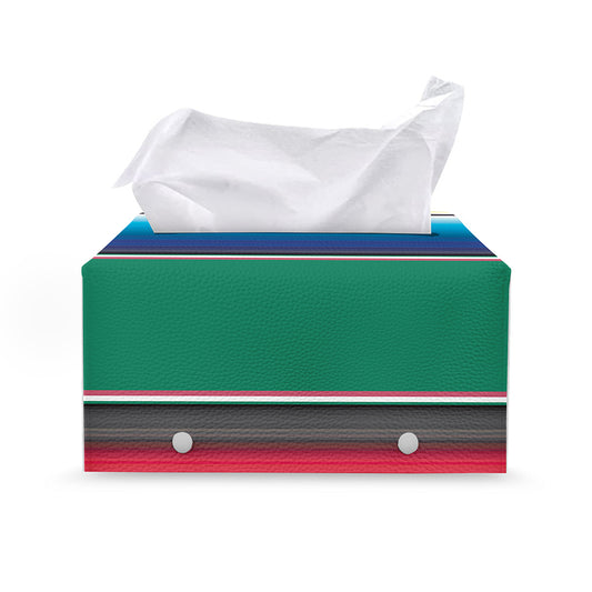 Mexican Striped Blanket Pattern Print Leather Tissue Box Cover