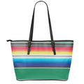 Mexican Striped Blanket Pattern Print Leather Tote Bag With Zipper