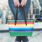 Mexican Striped Blanket Pattern Print Leather Tote Bag
