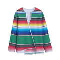 Mexican Striped Blanket Pattern Print Long Sleeve Short Coat