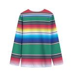 Mexican Striped Blanket Pattern Print Long Sleeve Short Coat