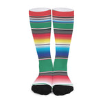 Mexican Striped Blanket Pattern Print Long Socks