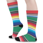Mexican Striped Blanket Pattern Print Long Socks