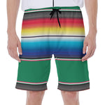 Mexican Striped Blanket Pattern Print Men's Beach Shorts