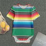 Mexican Striped Blanket Pattern Print Men's Bodysuit