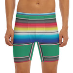 Mexican Striped Blanket Pattern Print Men's Long Boxer Briefs
