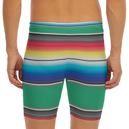 Mexican Striped Blanket Pattern Print Men's Long Boxer Briefs