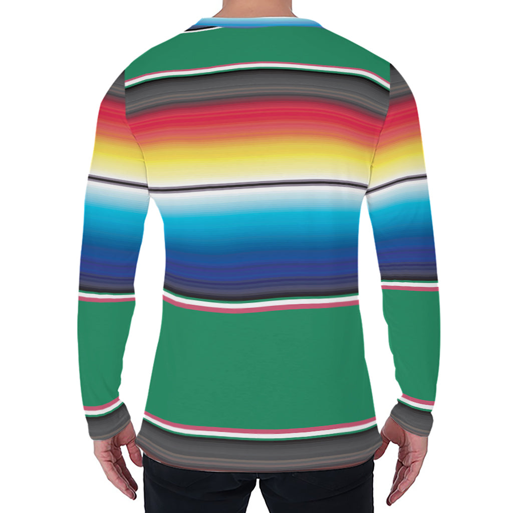 Mexican Striped Blanket Pattern Print Men's Long Sleeve T-Shirt