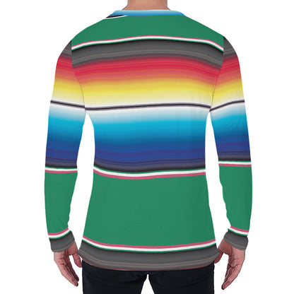 Mexican Striped Blanket Pattern Print Men's Long Sleeve T-Shirt