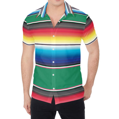 Mexican Striped Blanket Pattern Print Men's Shirt